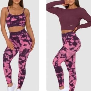 Bombshell Sportswear Tie Dye Seamless Leggings and bra top size M. Crystal TD